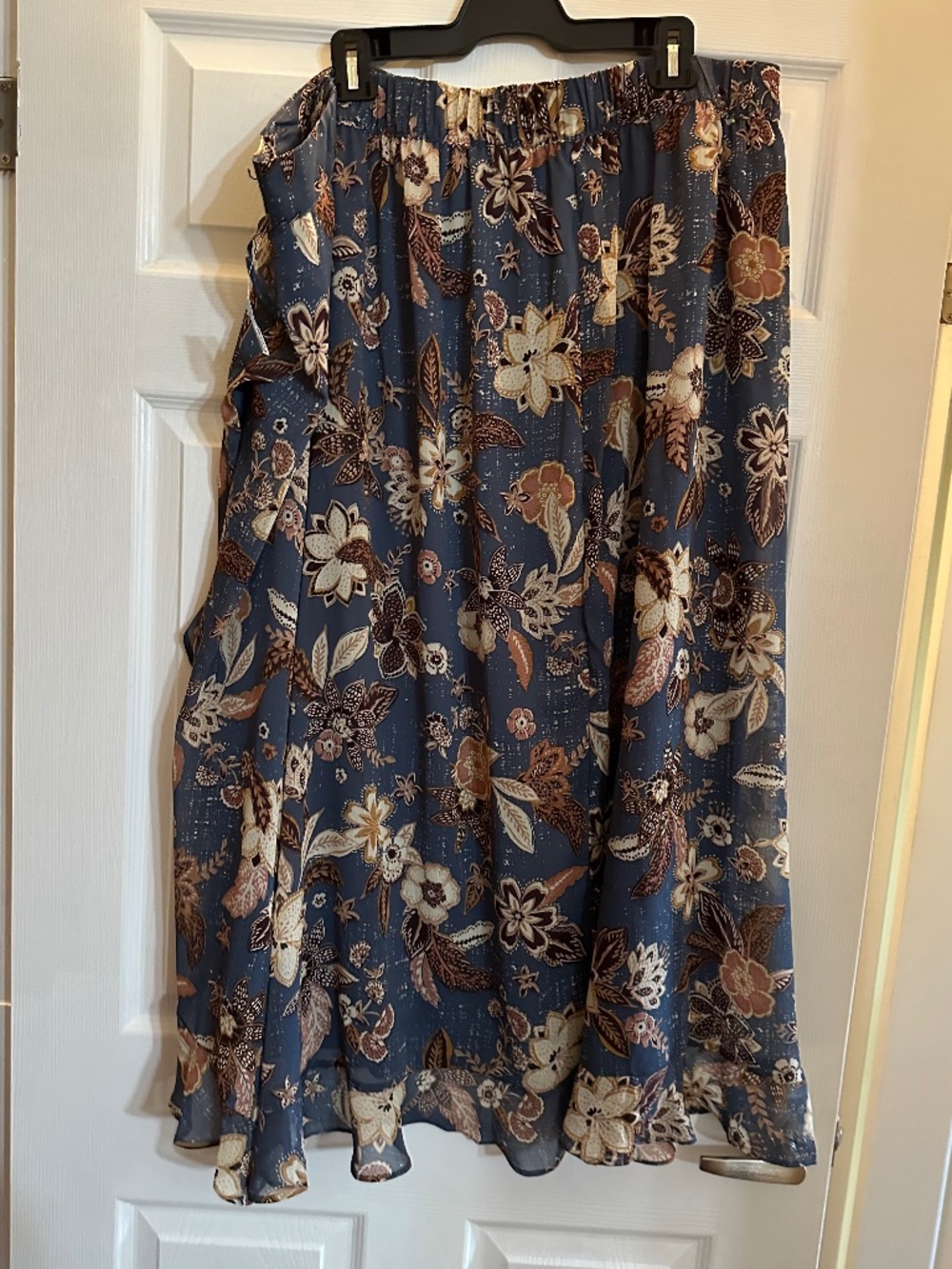 Maurices Floral Chiffon Midi Maxi Skirt Blue Brown 3X NWT